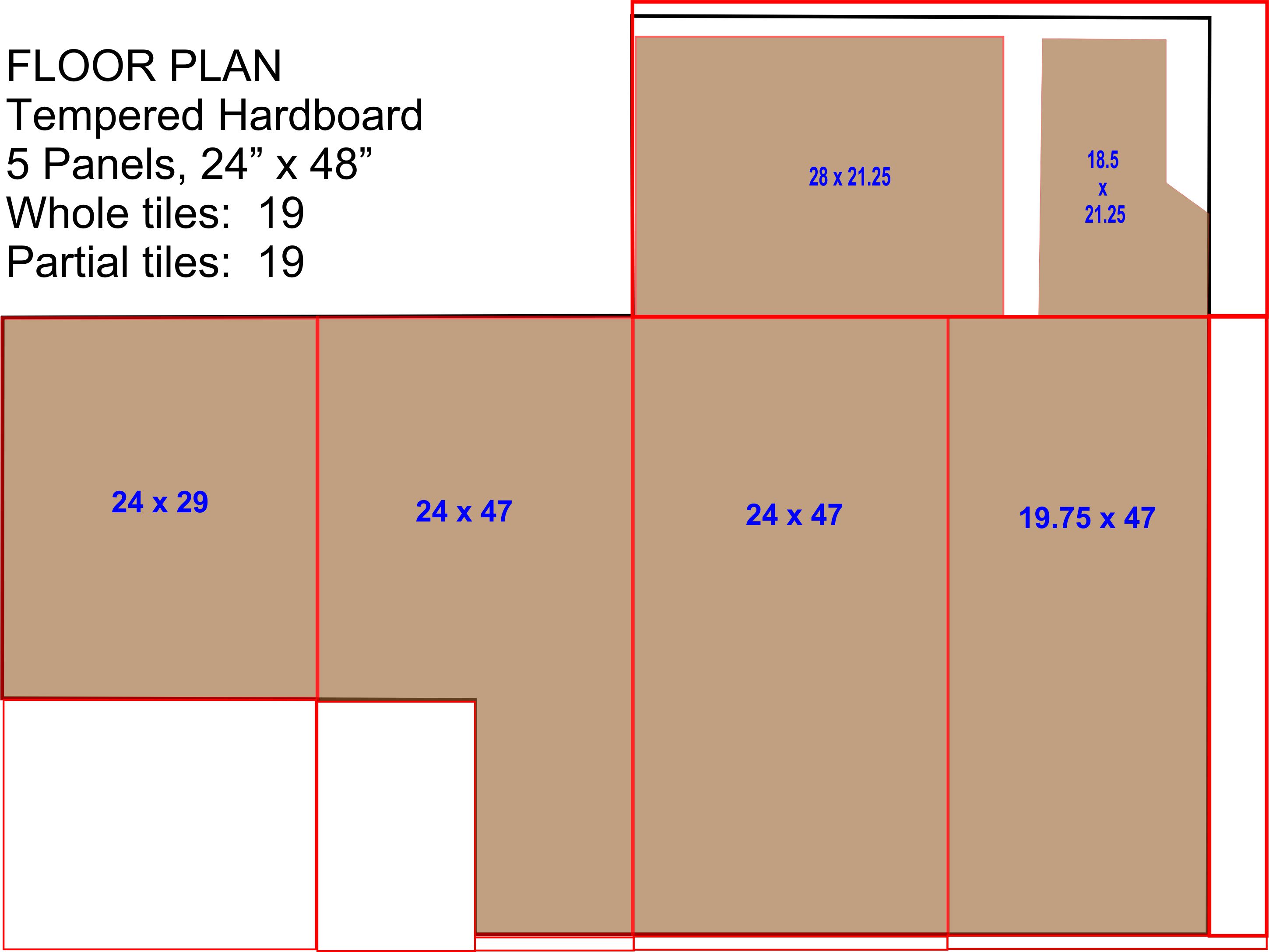 Floor plan tempered hardboard layout