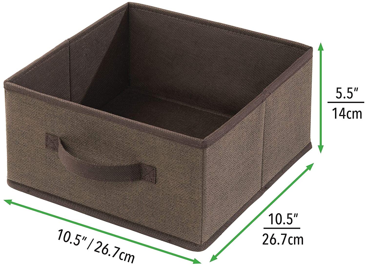 Small brown fabric storage bin